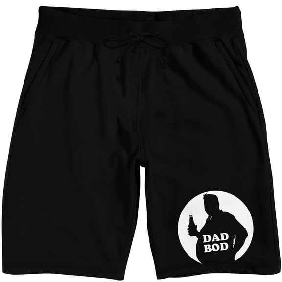 Dad Bod Funny Silhouette Men's Black Sleep Pajama Shorts-Medium