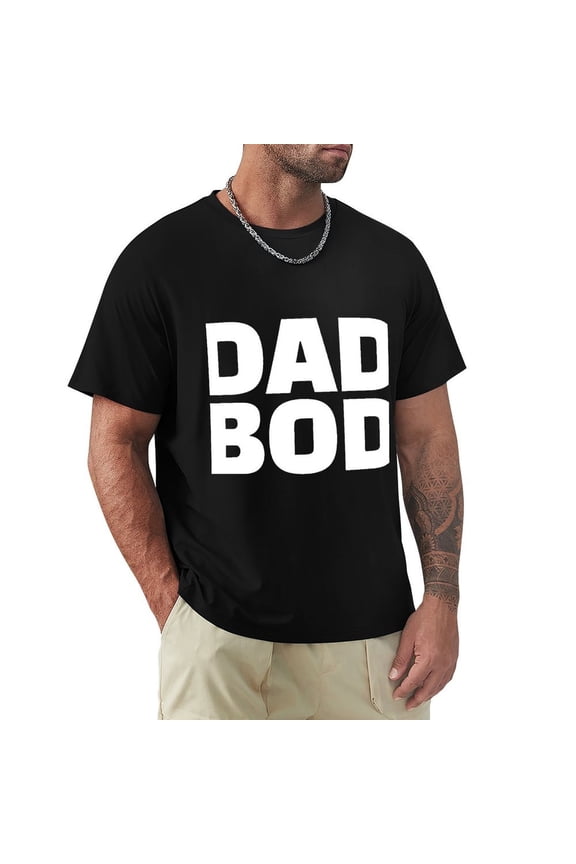 Dad Bod Men's HD Print Classic Short Sleeve T-Shirts Black 2XL
