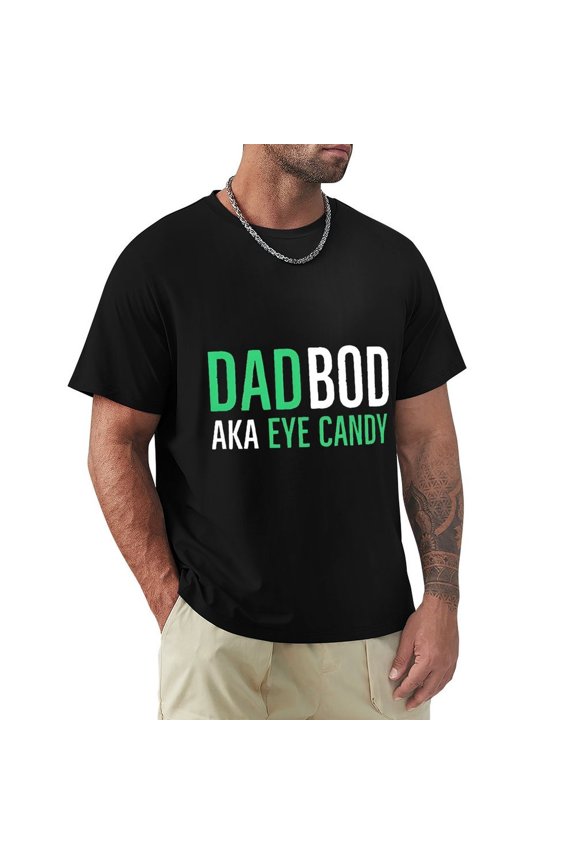 Dad Bod Men's HD Print Classic Short Sleeve T-Shirts Black 2XL