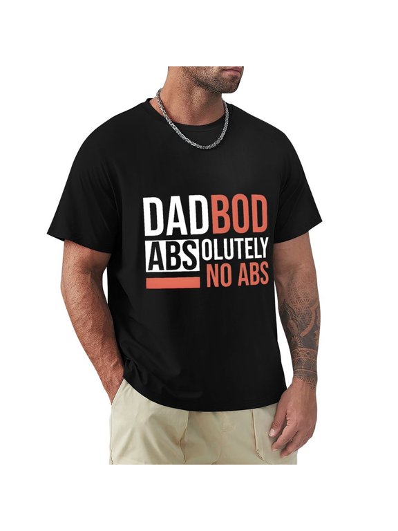 Dad Bod Men's HD Print Classic Short Sleeve T-Shirts Black 3XL