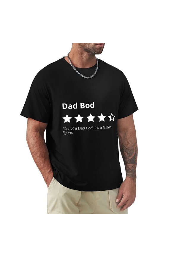 Dad Bod Men's HD Print Classic Short Sleeve T-Shirts Black L