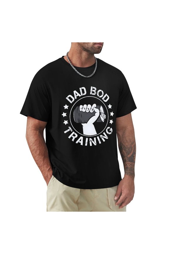 Dad Bod Men's HD Print Classic Short Sleeve T-Shirts Black M