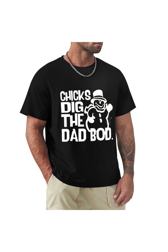 Dad Bod Men's HD Print Classic Short Sleeve T-Shirts Black XL