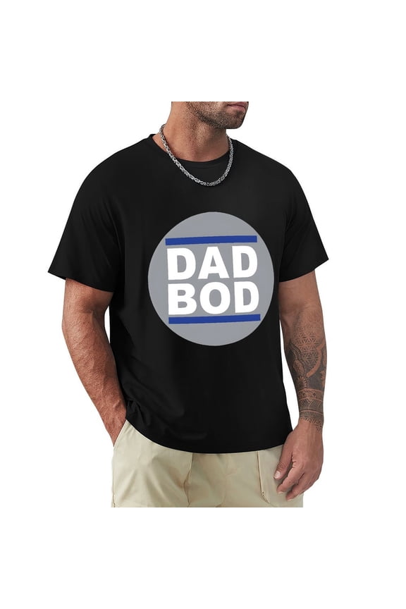 Dad Bod Men's HD Print Classic Short Sleeve T-Shirts Black XL