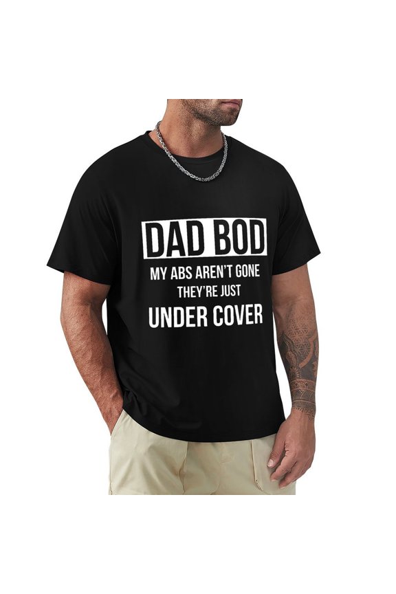 Dad Bod Men's HD Print Classic Short Sleeve T-Shirts Black XL