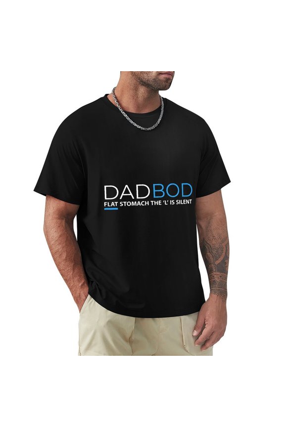 Dad Bod Men's HD Print Classic Short Sleeve T-Shirts Black XL