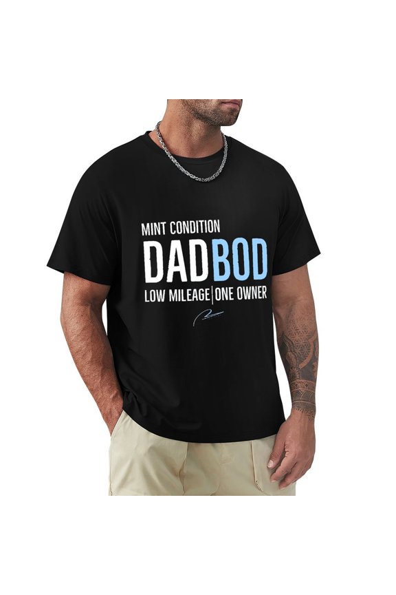 Dad Bod Men's HD Print Classic Short Sleeve T-Shirts Black XL