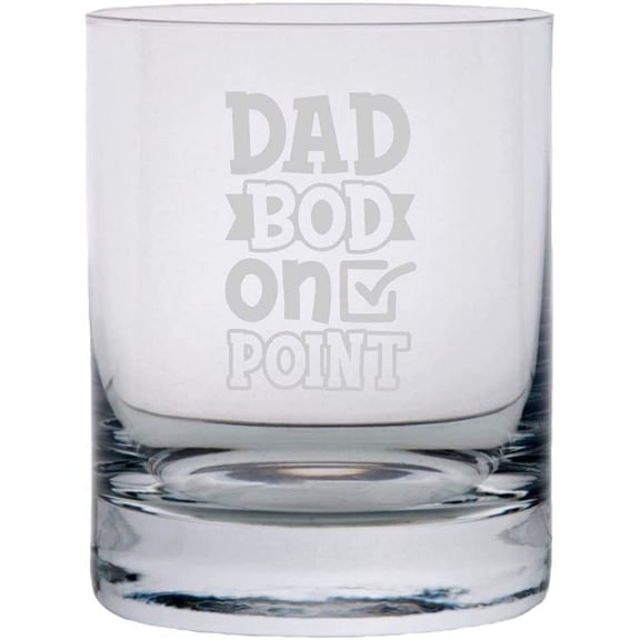Dad Bod On Point Father's Day Etched 11oz Crystal Rocks Whisky Glass