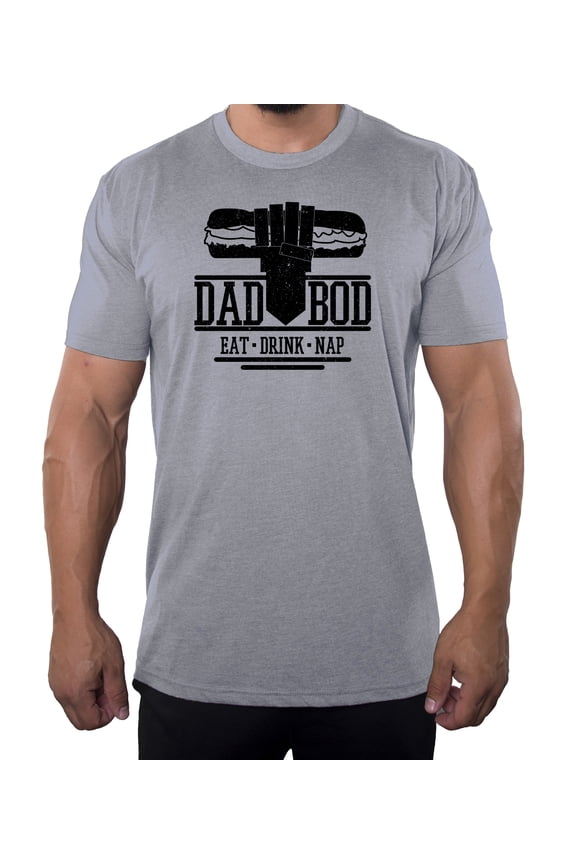 Dad Bod Shirt Eat Drink Nap, Funny Dad Shirts, Men's Graphic T-shirts - Heather Grey MH200DAD S19 S