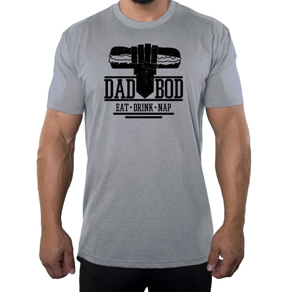 Dad Bod Shirt Eat Drink Nap, Funny Dad Shirts, Men's Graphic T-shirts - Heather Grey MH200DAD S19 XL