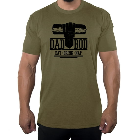 Dad Bod Shirt Eat Drink Nap, Funny Dad Shirts, Men's Graphic T-shirts - Olive Drab MH200DAD S19 L