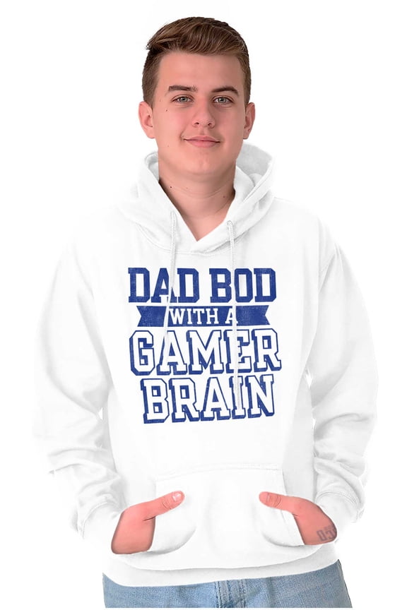 Dad Bod Video Gamer Brain Geek Nerd Hoodie Hooded Sweatshirt Men Brisco Brands L