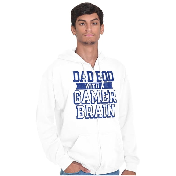 Dad Bod Video Gamer Brain Geek Nerd Zip Hoodie Sweatshirt Men Brisco Brands L