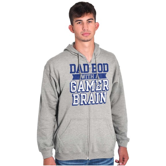Dad Bod Video Gamer Brain Geek Nerd Zip Hoodie Sweatshirt Men Brisco Brands X