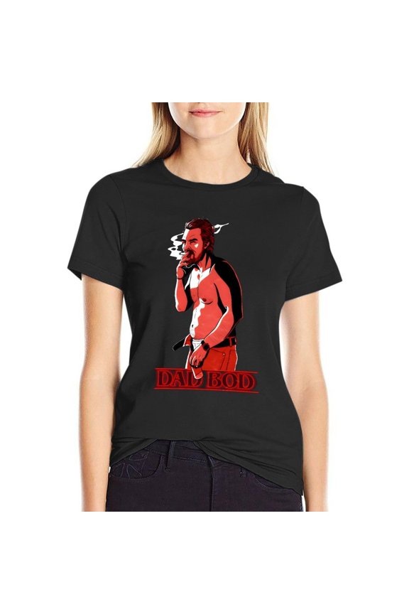 Dad Bod Women’s Cotton Short Sleeve T-Shirt HD Graphic Print Casual Crew Neck Tee 3XL