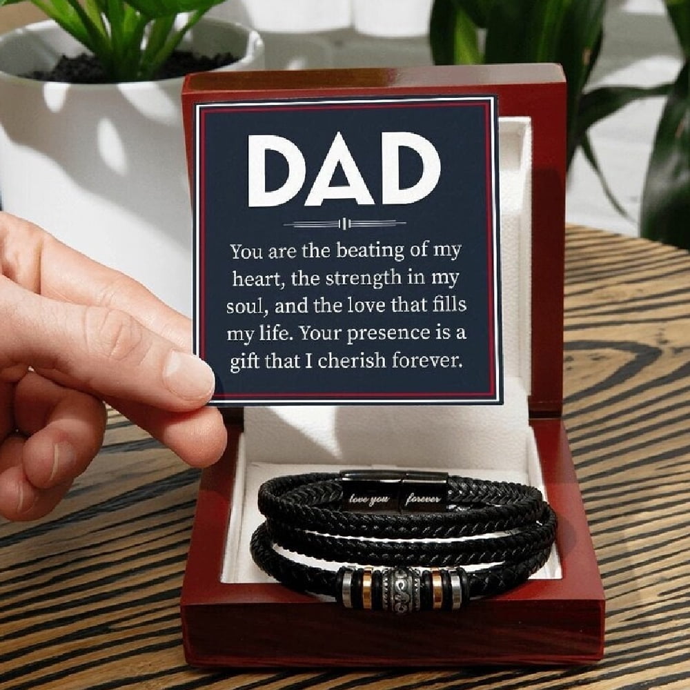 Dad Bracelet Fathers Day Gift from Kids, Engraved Vegan Leather Mens Bracelet, Gift from Daughter Son, Gift for Man, Bracelet for Men.