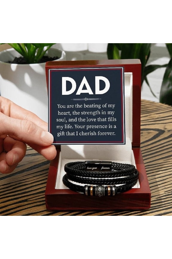 Dad Bracelet Fathers Day Gift from Kids, Engraved Vegan Leather Mens Bracelet, Gift from Daughter Son, Gift for Man, Bracelet for Men.