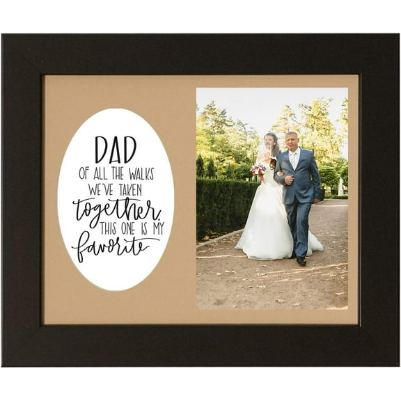 Dad of Bride Picture Frame, Dad of All The Walks We've Taken Together, Father Daughter Wedding Gift, Choose Your Frame and Mat Color - Black Frame/Burlap Mat