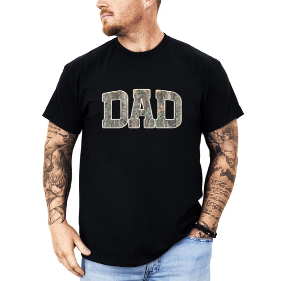 Dad Camo Shirt for Men Camouflage DAD Graphic Tee Black Shirt Adult Large