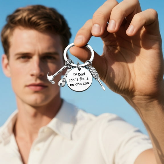 '' My Dad Can Do Anything'' Engraved Keychain - A Thoughtful Gift for Father's Day or Birthday, Stainless Steel Keepsake - Presented by A Son & Daughter - Celebrating the Dedication of A Father