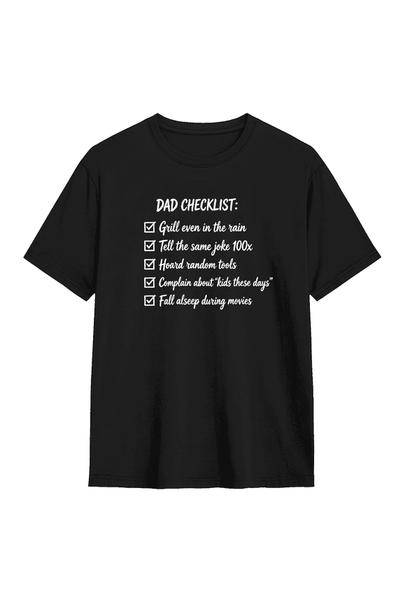 Dad Checklist Five Item List Retro Graphic Tee for Men, Fun Dad Cotton Short Sleeves T-Shirt