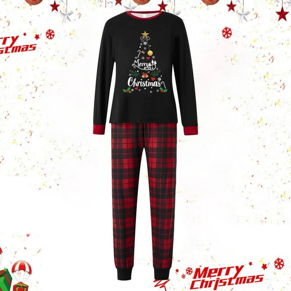 Dad Christmas Family Outfit Printed Pajamas Set Long Sleeve Top Trousers Two Piece Set Durable for Holiday Celebrations