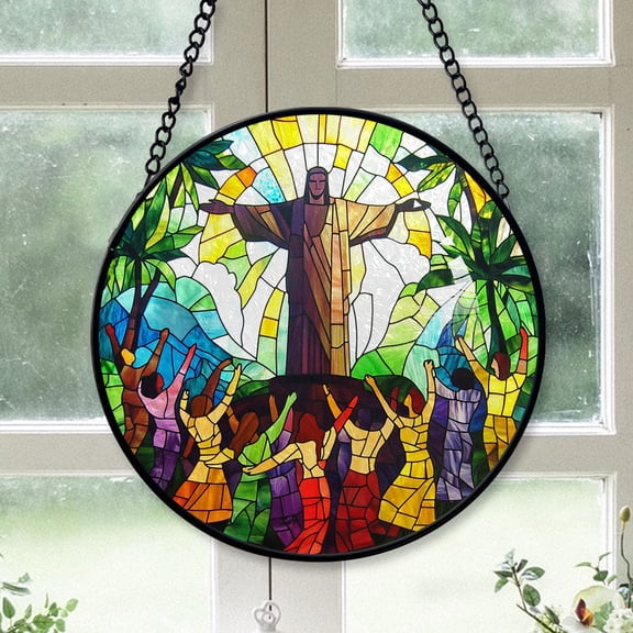Dad Christmas Gift - Christ The Redeemer Brazil Stained Glass Hanging Ornament - Farmhouse Christmas Tree Decor, Gift for Dad, Mom, Friends, Family Keepsake 2025