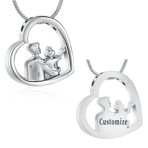 Dad Cremation Jewelry for Ashes - Heart Pendant Memorial Urn Necklace Ashes Holder For Dad / Papa /Grandfather/Father/Grandpa