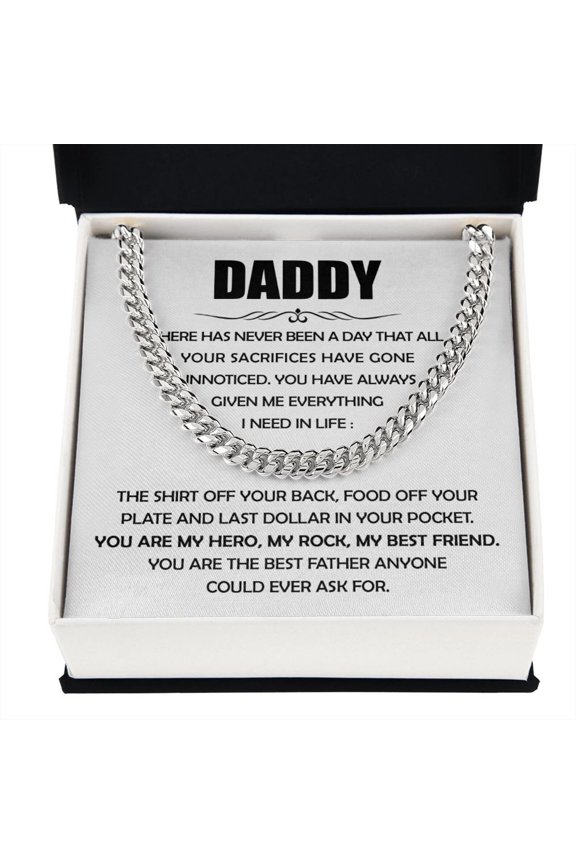 To My Dad Cuban Link Chain Necklace with Message Card and Gift Box, Gift for Father's Day, Dad Birthday Gift, Christmas Gifts for Dad, Given Me Everything, Gift for Dad from Son or Daughter