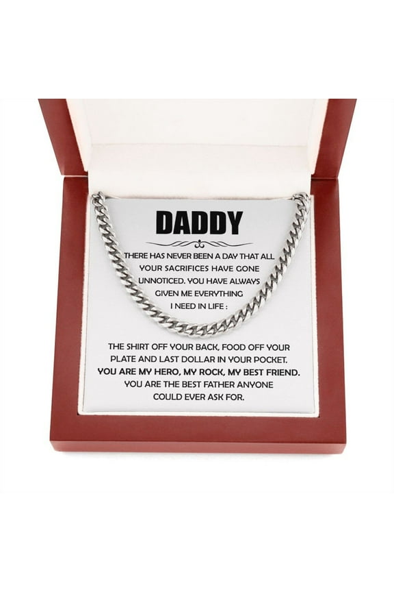 To My Dad Cuban Link Chain Necklace with Message Card and LED Box, Gift for Father's Day, Dad Birthday Gift, Christmas Gifts for Dad, Given Me Everything, Gift for Dad from Son or Daughter