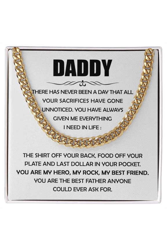 To My Dad Cuban Link Chain Necklace with Message Card and LED Box, Gift for Father's Day, Dad Birthday Gift, Christmas Gifts for Dad, Given Me Everything, Gift for Dad from Son or Daughter
