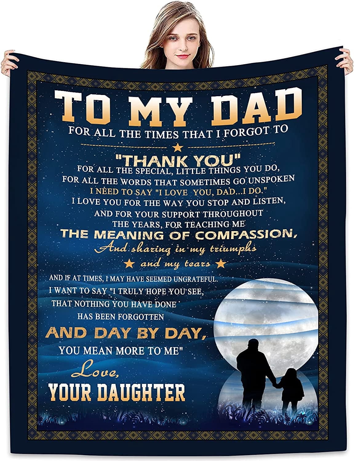 Yutrrpe Daughter Gift Blanket From Dad - Flannel Throw With Loving Message
