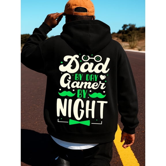 Dad by Day Gamer by Night hoodies games mens regular fit black Casual Outdoor Jogging & Fitness Training Pullover, Regular Fit, Hooded Design, Comfortable Pullover joy game over Trendy Unisex hoodie