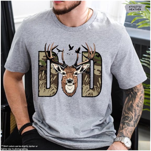 Dad Deer Hunting Shirt, Camo Buck Shirt for Outdoorsman Dad, Hunter, Rustic Nature Dad Tee, Hunter Father T-Shirt All Size S-5Xl