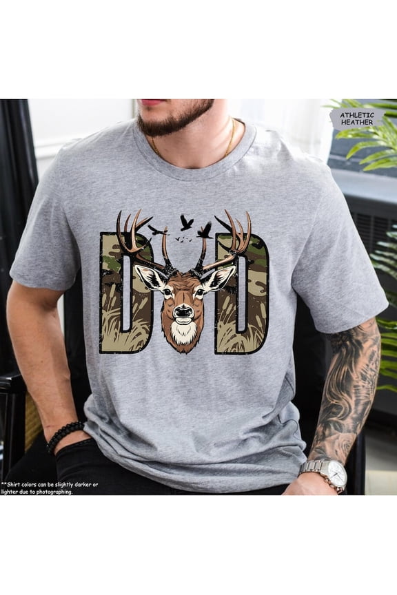 Dad Deer Hunting Shirt, Camo Buck Shirt for Outdoorsman Dad, Hunter, Rustic Nature Dad Tee, Hunter Father T-Shirt All Size S-5Xl