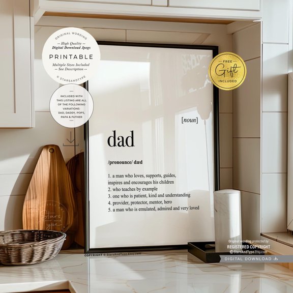 Dad Definition Dictionary Quote Poster, Unframed Size 12x18