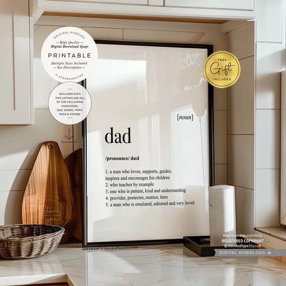 Dad Definition Dictionary Quote Unframed Paper Print