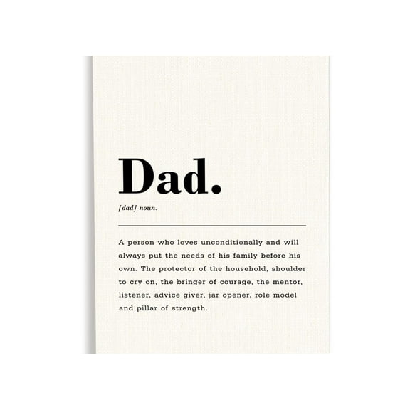 Dad Definition Poster  Living Room Bedroom Wall Decoration, Wall Canvas Posters Gift Idea for Dad poster