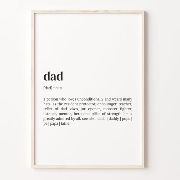 Dad Definition Quote Dictionary Graphic Poster Unframed Paper Print