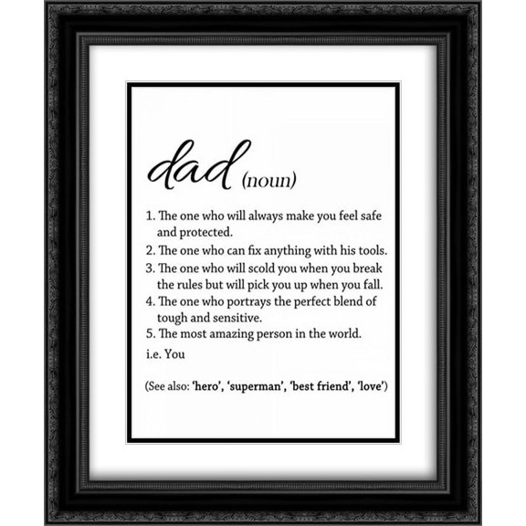 Dad Definition - White 2x Matted 20x24 Black Ornate Framed Art Print by Quach, Anna