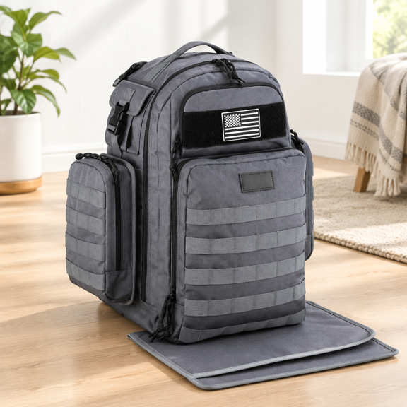 Dad Diaper Bagpack With Changing Mat - Dark Grey