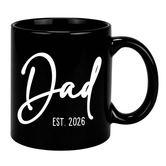Dad EST 2026 Mug, Dad to Coffee Cup, First Present, Black Be Daddy Time Pregnancy Announcement Gift For Expecting Father