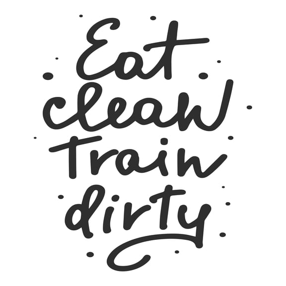Dad Eat Clean Train Dirty Active Quotes & Sayings Wall Decal Decoration Healthy Blissful Life Motivational Quote Decal Lasts Years and Easily Removable - Size: 9 In(W) x 10 In(H)