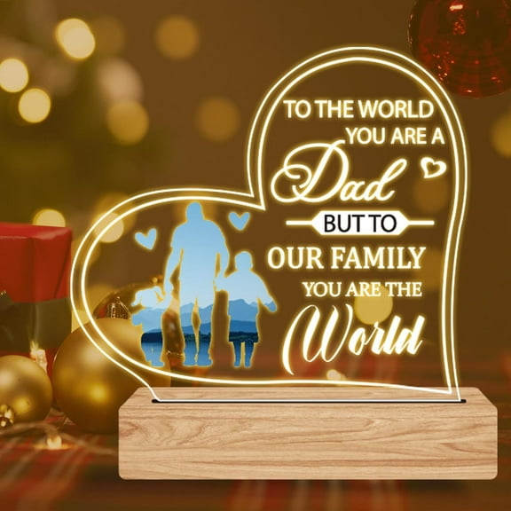 To My Dad Engraved Acrylic Night Light, Dad Gifts for Mom from Daughter Son, Father's Day Birthday Thanksgiving Day Gift for Father Dad Daddy Stepfather Acrylic Night Light Desk Lamp