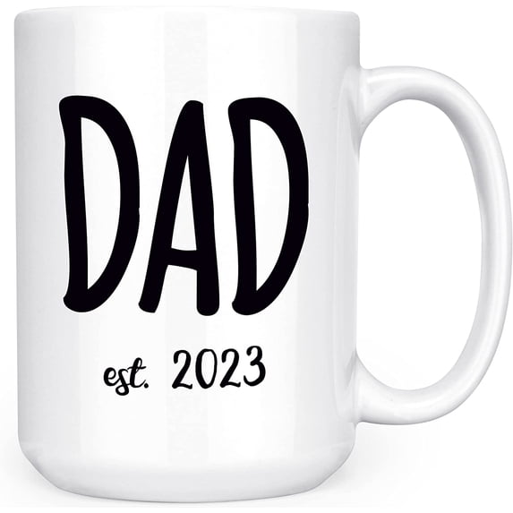 Dad Est. 2023- New Parent 15oz Deluxe Double-Sided Coffee Tea Mug
