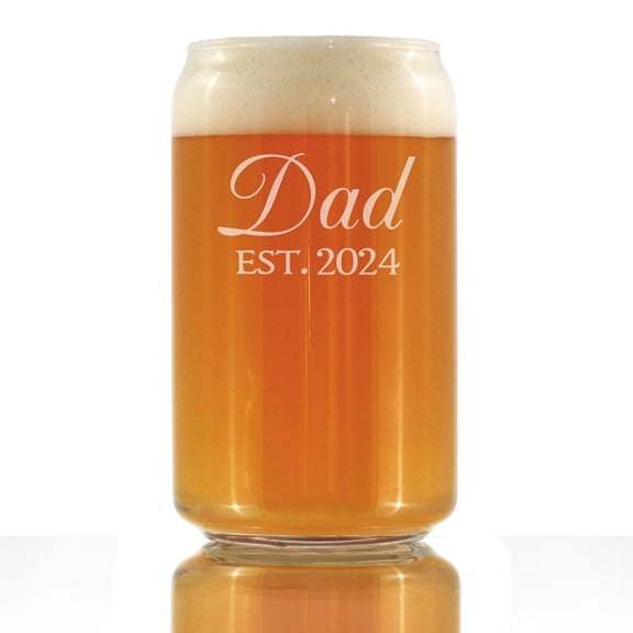 Bevvee Beer Can Pint Glass 16 oz Fancy 2024 Dad Gifts for New Dads Beer Glasses