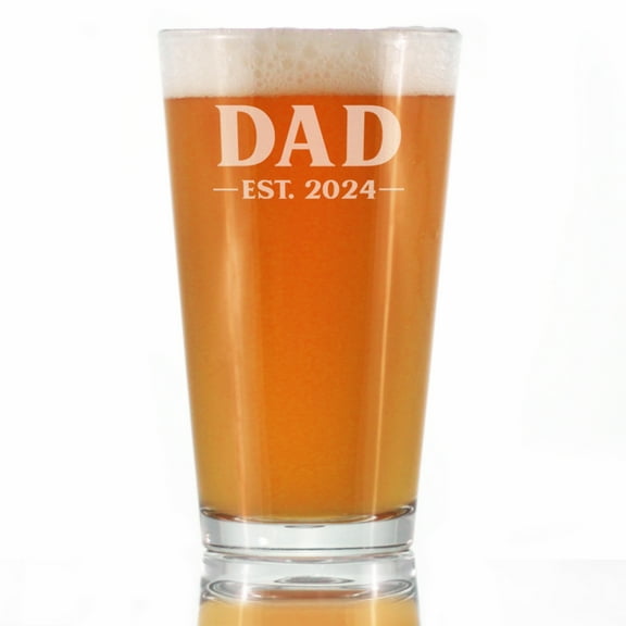 Bevvee Pint Glass 16 oz Bold 2024 Dad Gifts for New Dads Beer Glasses