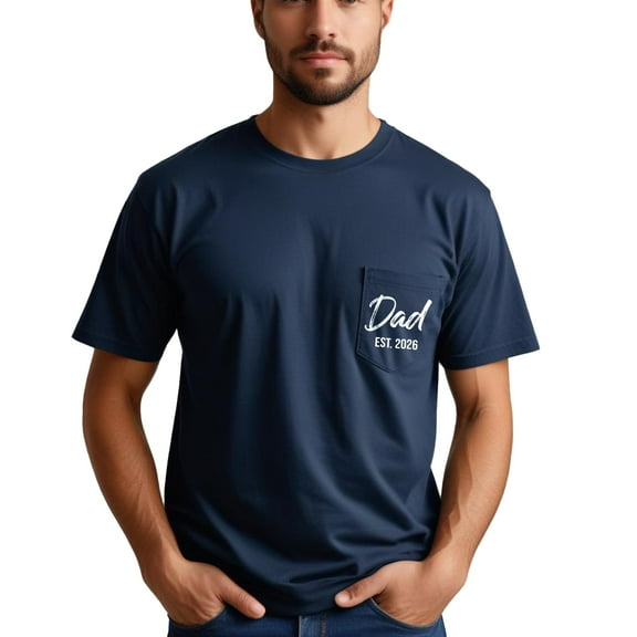 Dad Est 2024 Pocket T-Shirt, Dad Est 2024 Shirt for New Dads, Great Gift Idea for New Dads Fathers