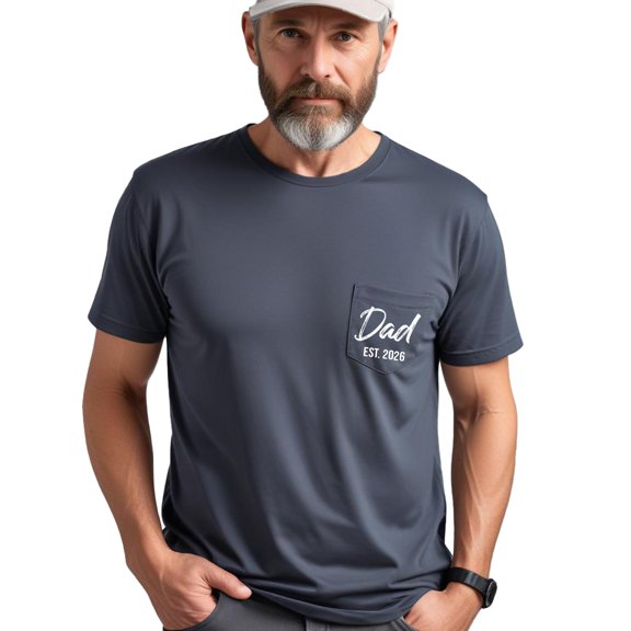 Dad Est 2024 Pocket T-Shirt, Dad Est 2024 Shirt for New Dads, Great Gift Idea for New Dads Fathers
