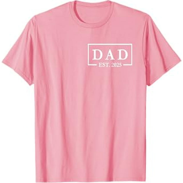 Dad Est. 2025 Logo Expect Baby Men New Dad Wife Fathers Day TShirt